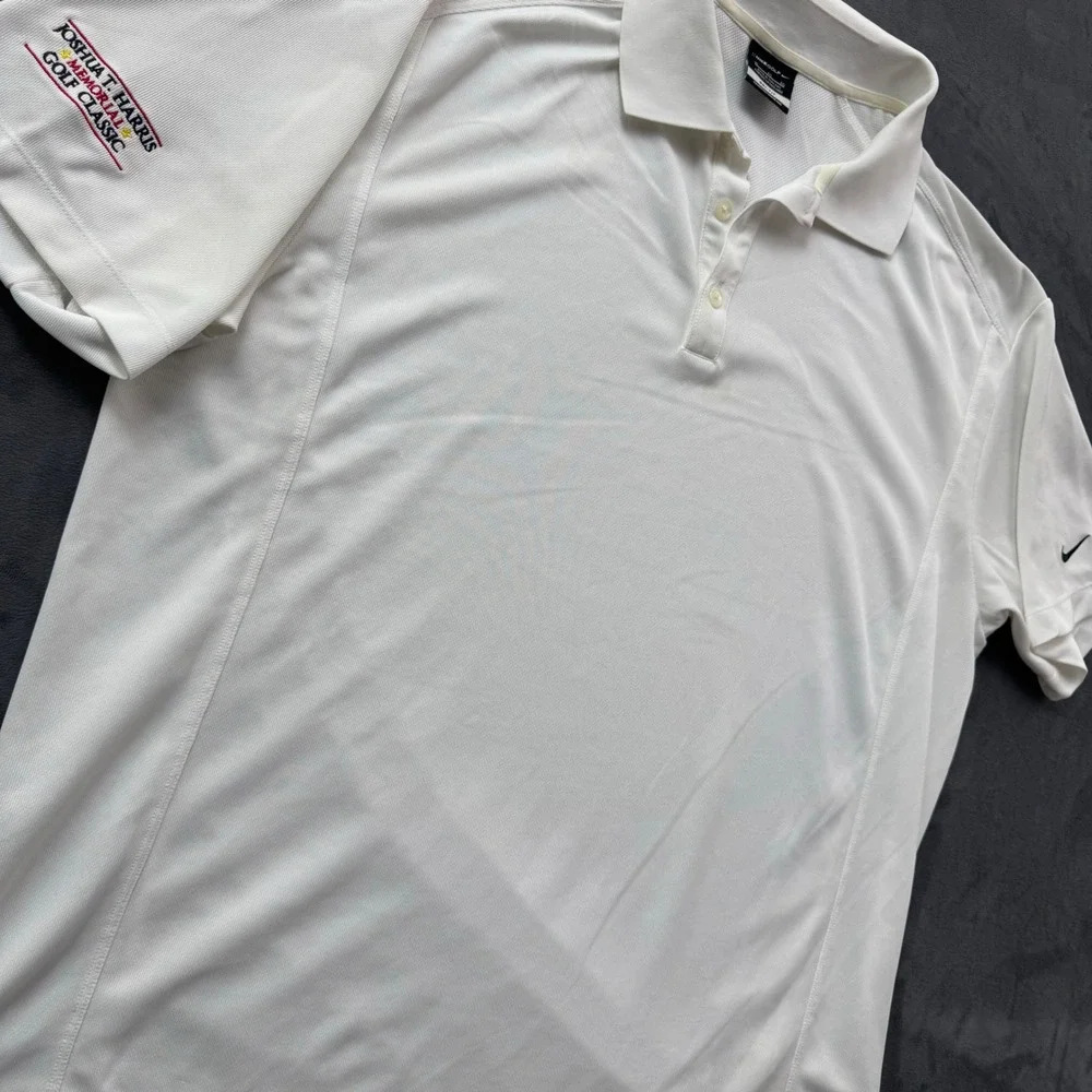 Nike Golf Mens XL White Dri-FIT Polo Shirt Joshua T Harris Memorial Golf Classic